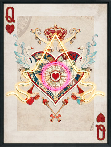 Queen of Hearts LED Wall Art – Neon Royal Canvas (63x83cm)
