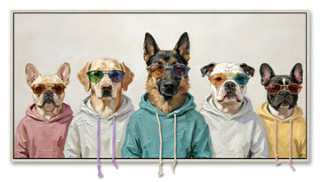 Cool Dogs Crew 3D Wall Art – Hoodie Dogs Canvas (100x50cm)