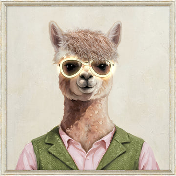 Stylish Llama LED Wall Art – Neon Glasses Canvas (63x63cm)