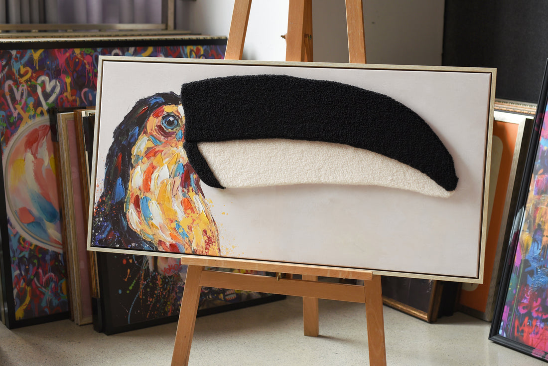 Vibrant Toucan 3D Wall Art – Textured Beak Canvas (100x50cm)
